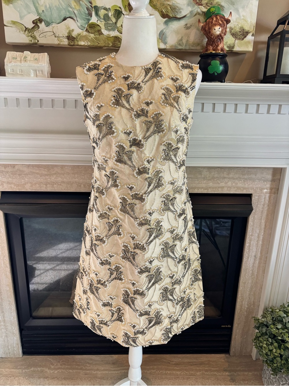 Vintage 60’s Rare Diane Imports Heavily Beaded Embellished Evening Dress - Sz 12